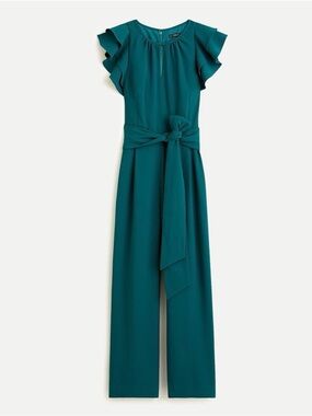 J.Crew Crepe Flutter Sleeve Keyhole Jumpsuit 6 Tall Emerald Green